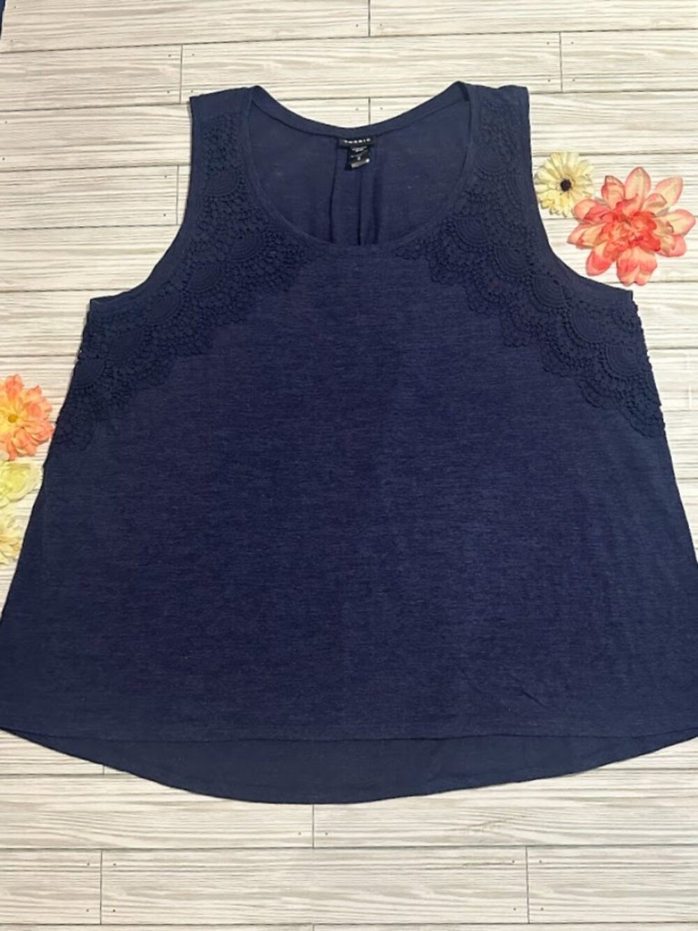 Torrid Navy Blue Crochet Detail Tank Top